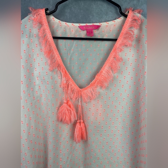 Lilly Pulitzer Kipper Cover-up Tunic Dress Tangelo neon clip Women's L/XL - Picture 7 of 12